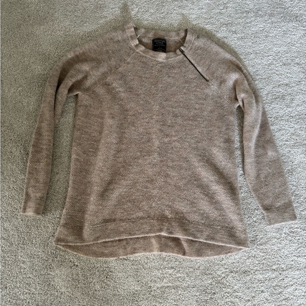 Abercrombie & Fitch Neutral Taupe Crewneck Sweater